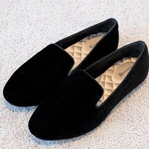 Birdies The Starling Flat Black Velvet Women's Size 8.5 Slide On Business
